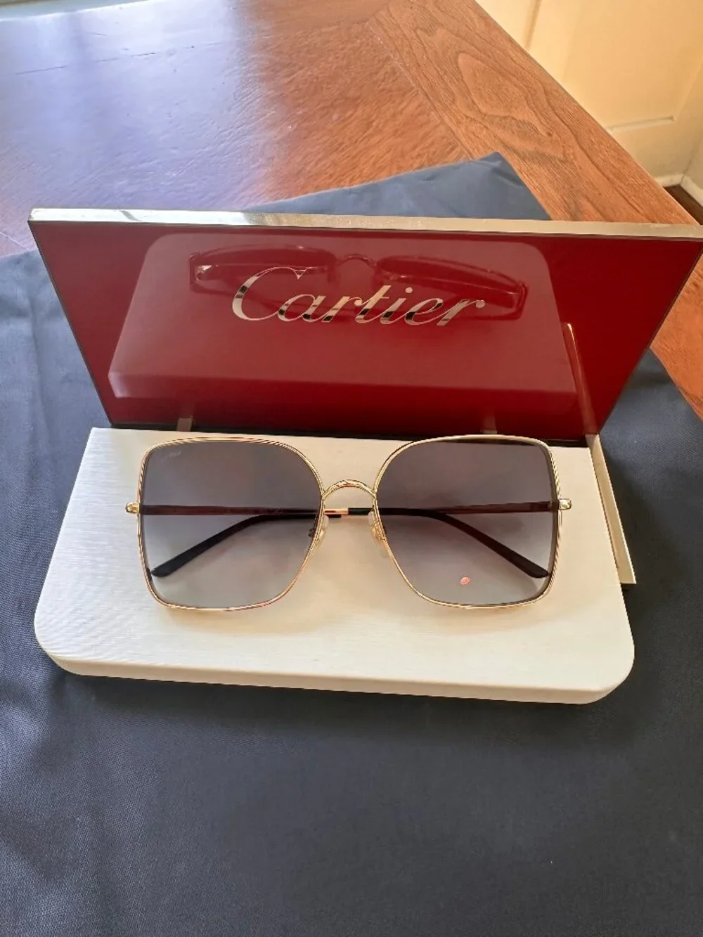 NEW Cartier CT0299S Panthére Gold Oversized Square Sunglasses Luxury Designer